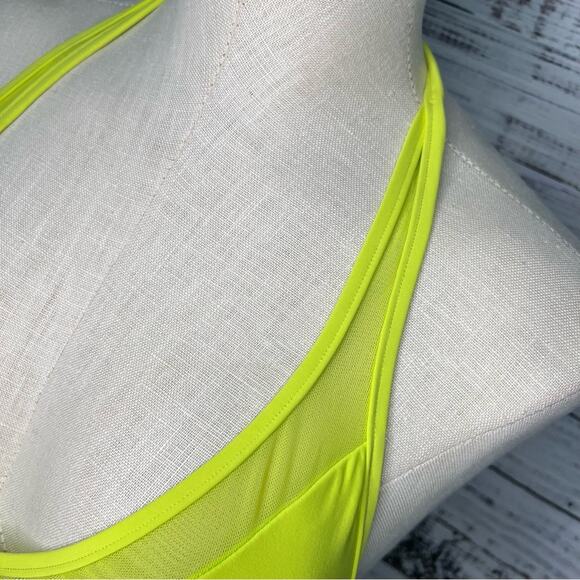 Seafolly 6 Goddess Separates Fixed Triangle Bikini Top Mesh Yellow Charteuse - Picture 5 of 10